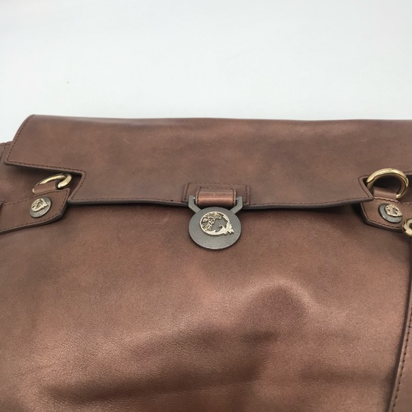 Versace Vitello Perlato Bronze Messenger Bag - Picture 15 of 15